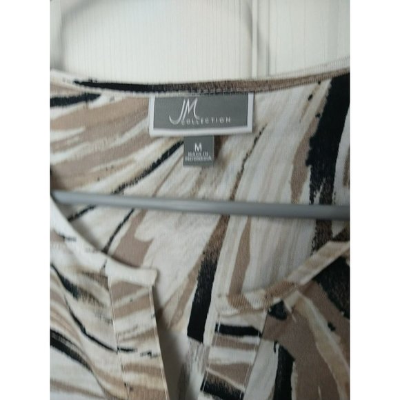 JM Collection Women's V Neck Flap Pocket 3/4 Tab Sleeve Button Shirt. Size M - Picture 10 of 15